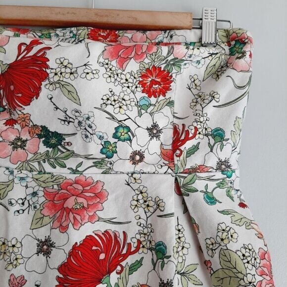 OLD NAVY Strapless Empire Waist Floral Mini Dress White Sz 8 - Picture 6 of 13